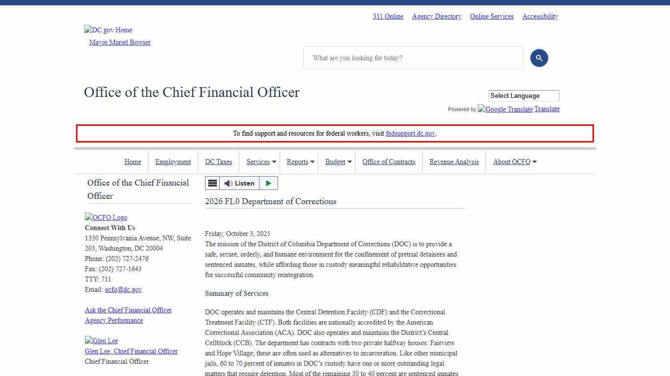 2026 FL0 Department of Corrections ocfo